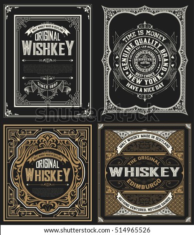 Set Whiskey labels. 