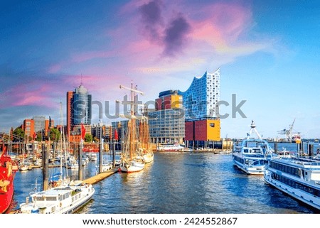 Image, Stock Photo View over the Elbe river and the cliffs of Saxon Switzerland to Stadt Wehlen