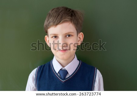 portrait of a schoolboy at the Board