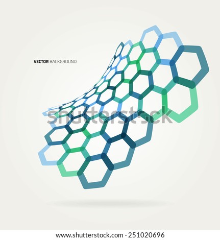 Abstract wave Vector hexagons template. 