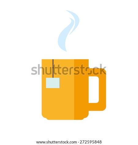 Hot  mug with tea, icon, silhouette, flat. Vector. Element for design