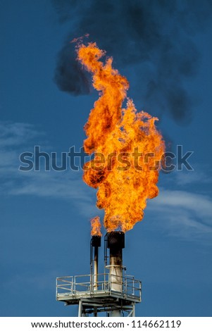 Flame on rigs in the gulf of thailand