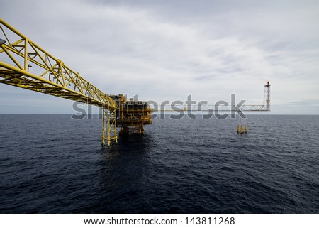 rigs tower with fire in the Gulf of thailand