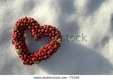 heart on background of snow (please check my portfolio for another image with the heart in the lower right corner)