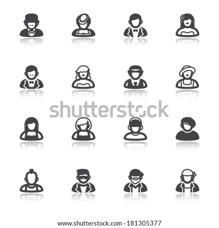 Set of flat icons with reflection about people. Classic and modern style