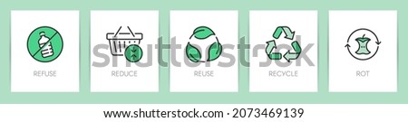 Zero waste. Ecology concept. Web page template. Metaphors with icons such as refuse, reduce, reuse, recycle and rot. Foto stock © 
