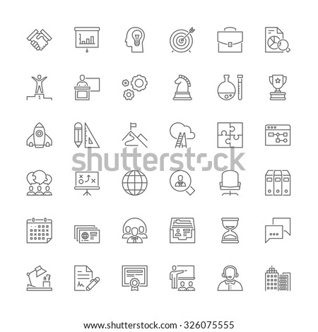 Thin line icons set. Flat symbols about business