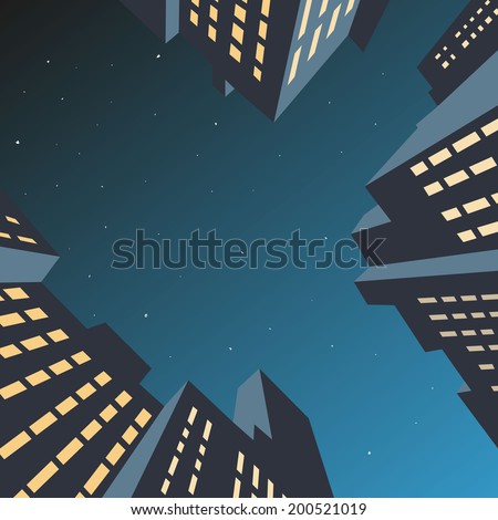 Night cityscape, vector illustration