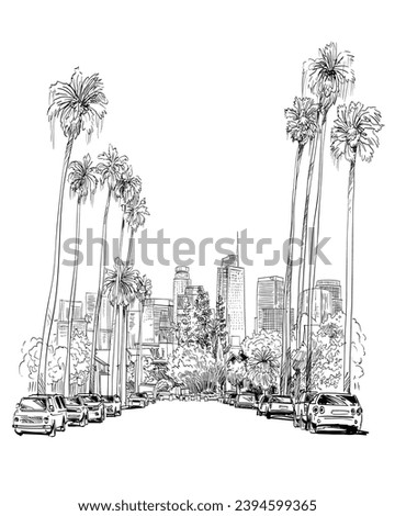 Los Angeles. California. USA. Hand drawn city sketch. Vector illustration.