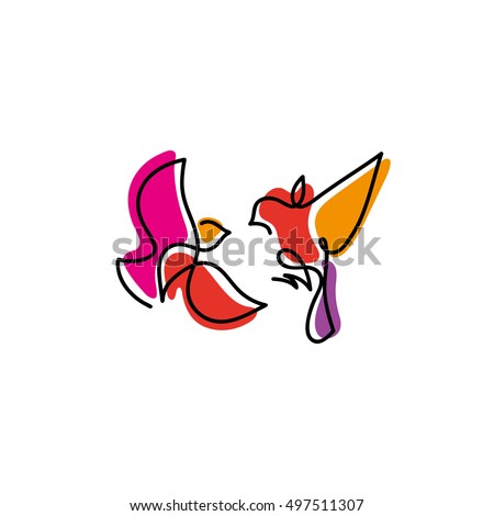 One line sparrow flies design silhouette.Hand drawn minimalism style vector illustration