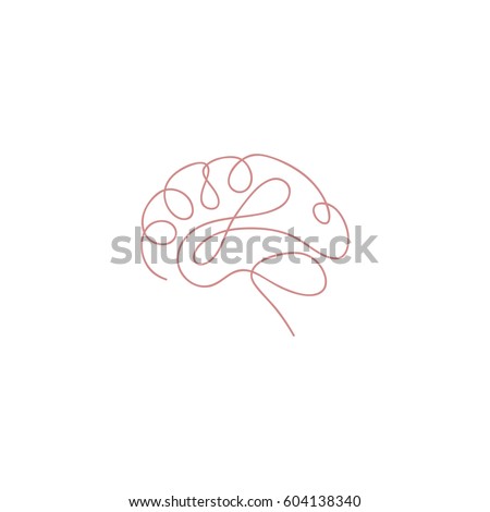 One line brain design silhouette.Logo design. Hand drawn minimalism style vector illustration.