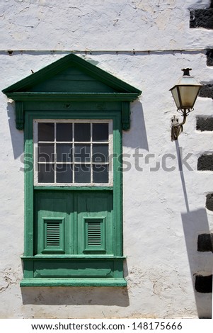 street lamp lanzarote abstract  window   green in the white spain