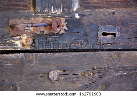 knocker spain castle lock  lanzarote abstract door wood in the red brown