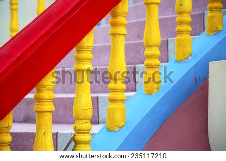thailand abstract cross colors step rail  wat  palaces in the temple kho phangan asia