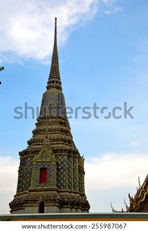 bangkok in   temple  thailand abstract cross colors roof wat  palaces   asia sky   and  colors religion mosaic