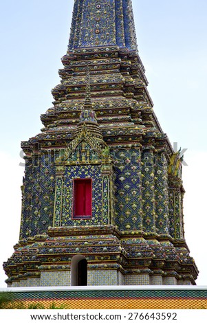 bangkok in   temple  thailand abstract cross colors roof wat  palaces   asia sky   and  colors religion mosaic