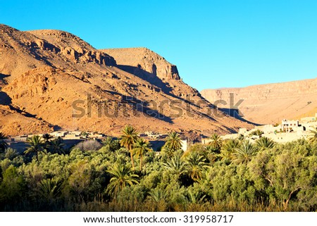 in   valley  morocco             africa the atlas dry mountain ground isolated hill