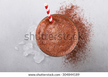 iced chocolate drink, top view