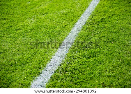 Chalk line on the football or soccer field