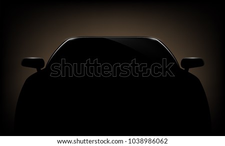 Silhouette of a automotive car on a dark background. Stock vector illustration.