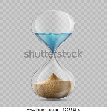 Water in hourglass becomes a sand. Sandglass isolated on transparent background. Stock vector illustration. Imagine de stoc © 