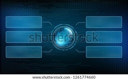 Futuristic switch button with frame infographics. Technology background with HUD dashboard interface. Vector illustration.