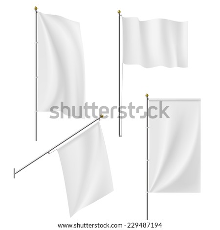 Set of flags and banners isolated on white background