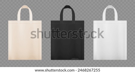 Reusable tote shopping bag. Mockup isolated on transparent background. Stock vector template