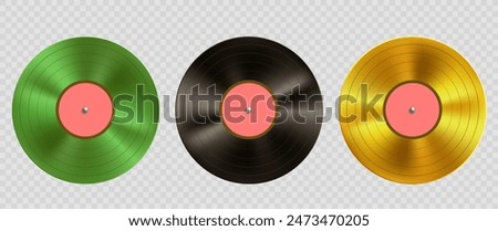 Retro vinyl disc. Vintage collection isolated on transparent background. Stock vector illustration.