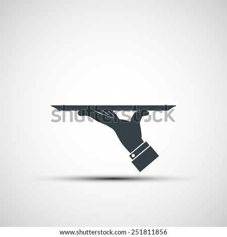 Vector icon of human hand with a tray