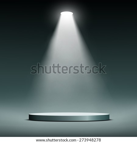 Lantern illuminates round scene. Vector image.