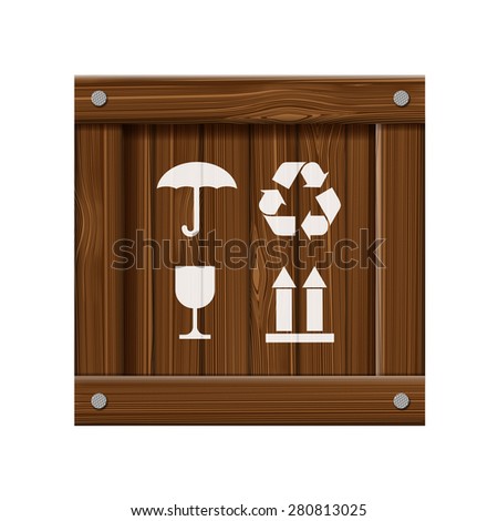 Wooden box isolated on a white background. Vector Image.