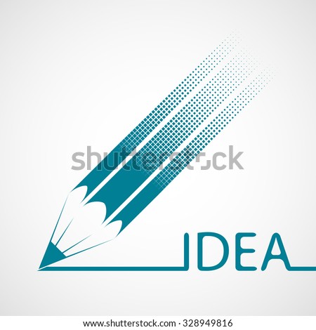 Pencil and word idea. Logo design. Stock vector illustration.