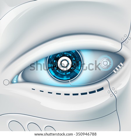 Eye of the robot. Futuristic HUD interface. Stock vector image.