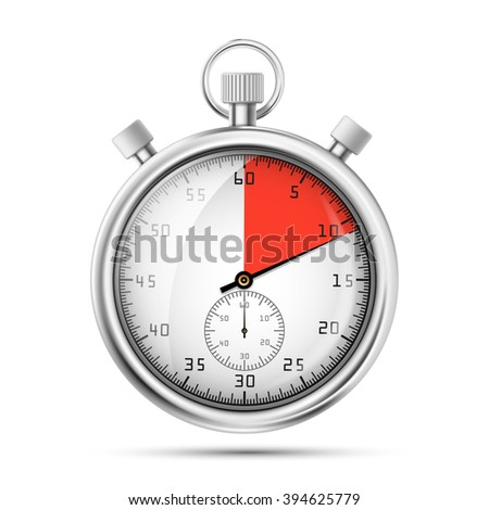 Realistic image of a sports stopwatch. Symbol competition. Icon isolated on white background. Stock vector illustration.