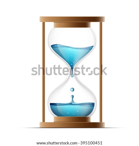 Hourglass with water. Water drips into the watch. Countdown. Isolated on white background. Stock vector illustration. Imagine de stoc © 