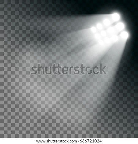 Stadium lights effect on a transparent background. Stock vector illustration.