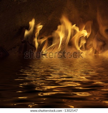 Flames with water effect
