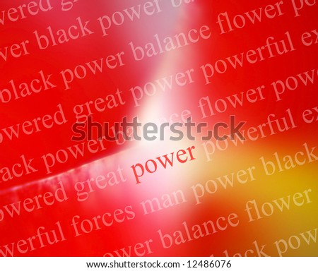Conceptual image of words relating to power - on red abstract background
