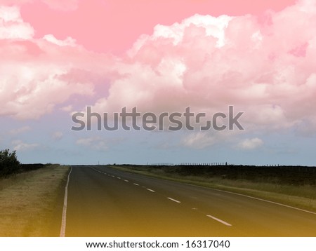 Surreal landscape showing road in North Yorkshire Moors