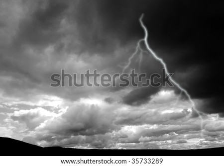 Dark Storm clouds overlaid with lightning effect