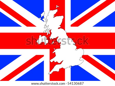 Outline Shape Of Uk Over Union Jack Flag Stock Photo 54130687 ...