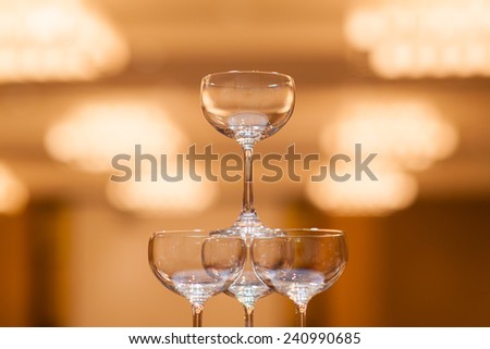 champagne party wedding glass tower