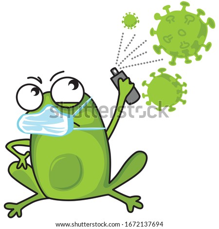 The frog fights against coronavirus. Stop coronavirus.