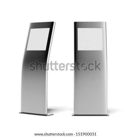 two modern metal advertising stands