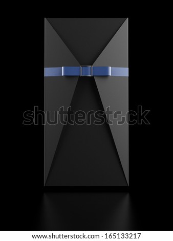 black envelope with blue  bow