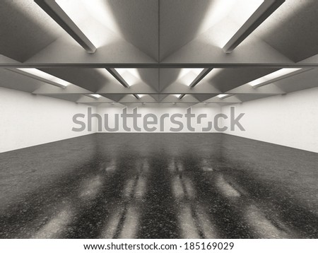 empty gallery interior with dark floor