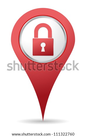 red location padlock icon for maps