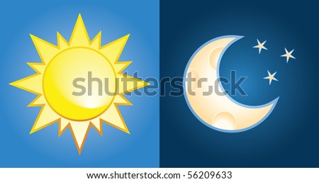 Set Of Sun And Moon, Day And Night Stock Vector Illustration 56209633 ...