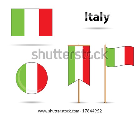 set of four different flags from italy